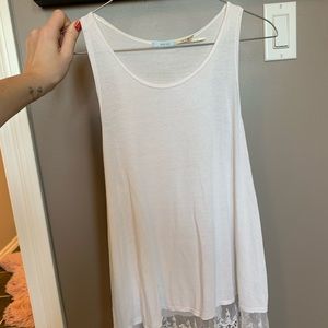 White tank with lace bottom
